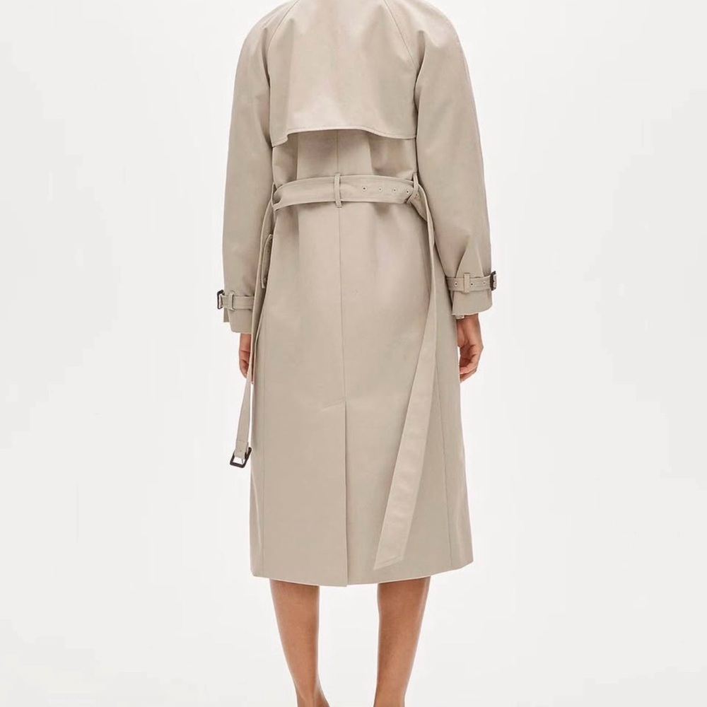 Classic Knee-Length Trench Coat in Light Beige